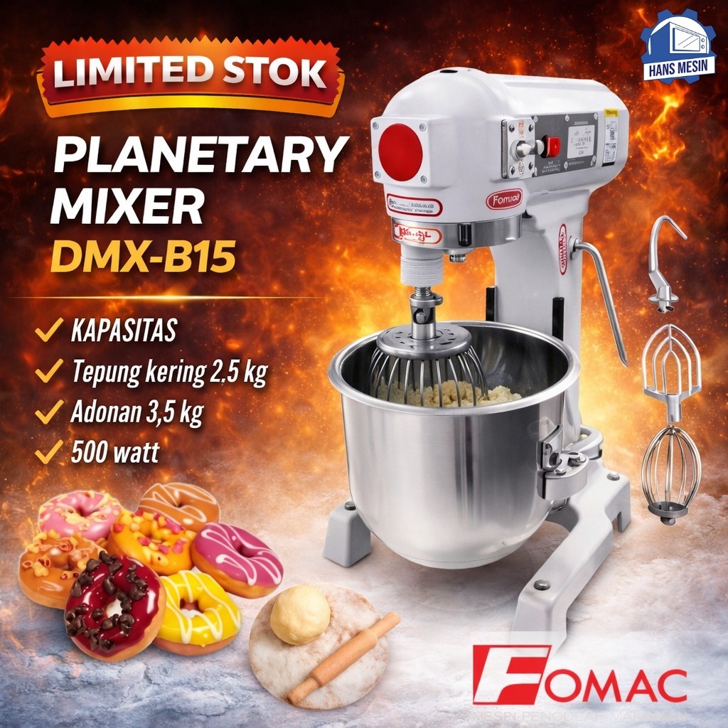 FOMAC MIXER KUE 15 LITER / PLANETARY DOUGHMAKER MACHINE (FOMAC) DMX-B15