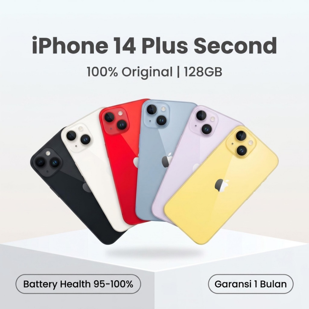 iPhone 14 Plus Second 6GB RAM 128GB ROM Face ID IP68 Banyak Warna