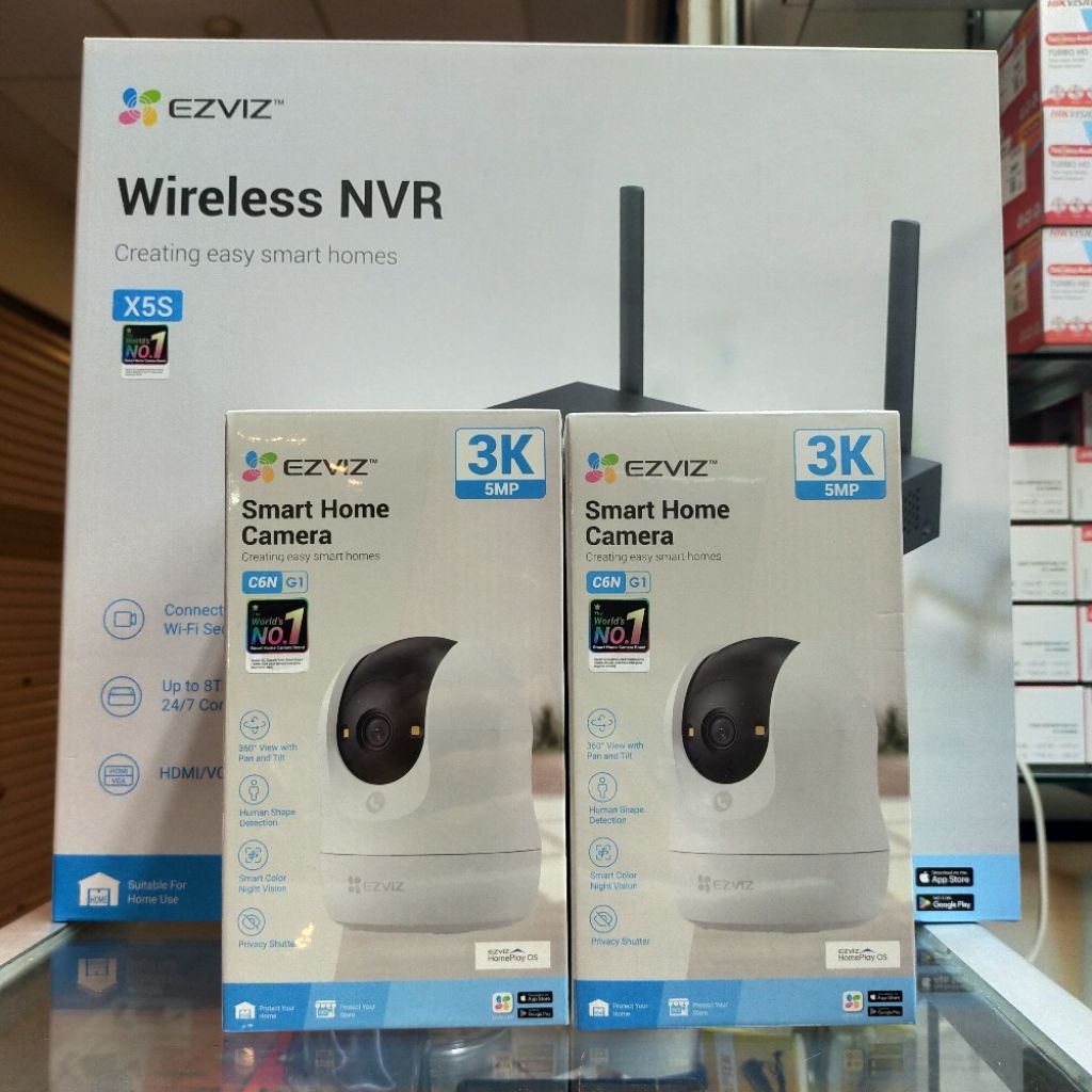 PAKET CCTV 4 CHANNEL WIRELESS NVR EZVIZ 2 KAMERA CCTV 5MP GARANSI RESMI