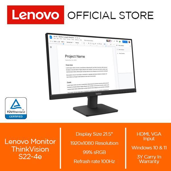 Lenovo Monitor ThinkVision S22-4e 21.5" FHD IPS 100Hz