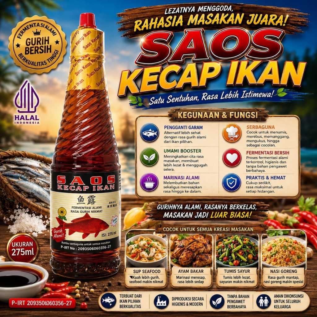 Kecap Ikan Premium 275ML Cap Bunga Matahari Halal