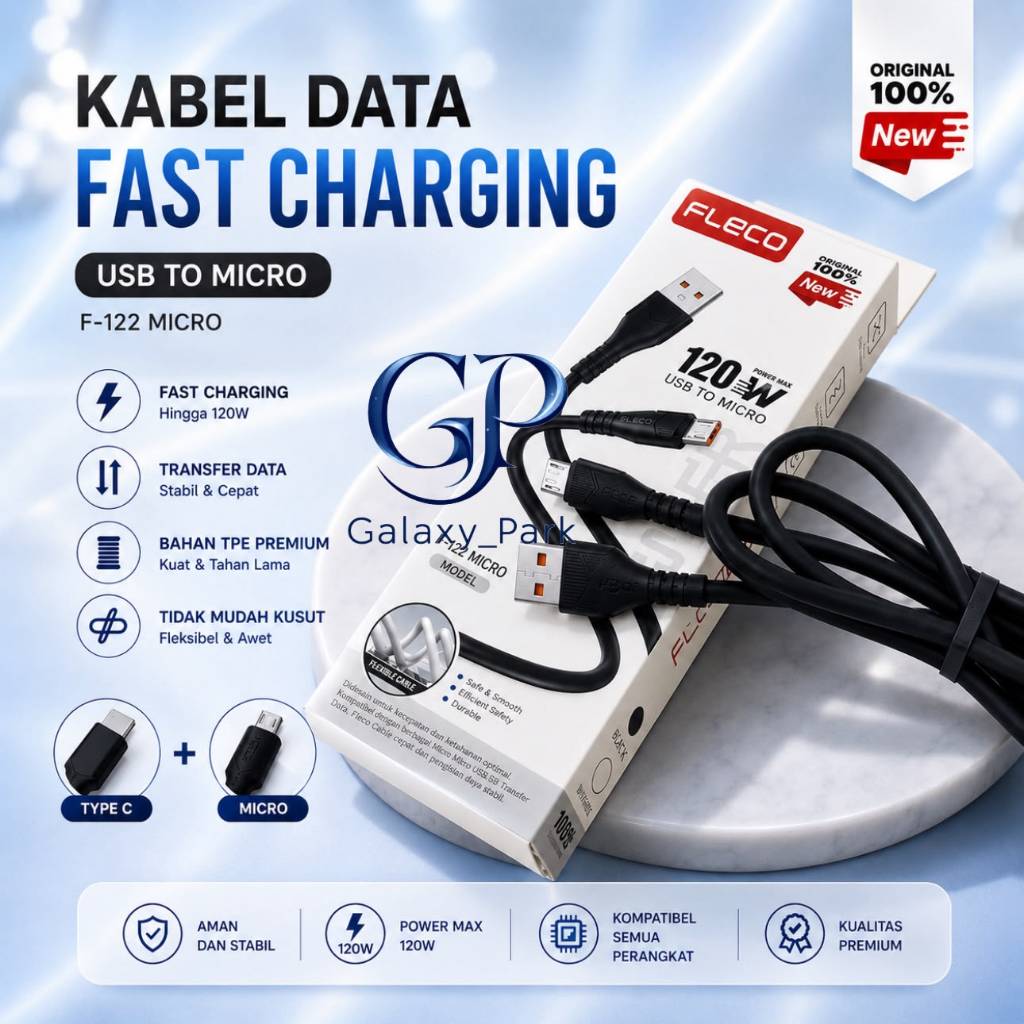 Kabel Data Fleco F-122 120W Fast Charging 1 Meter Kabel Charger Type C / Micro [GLX]