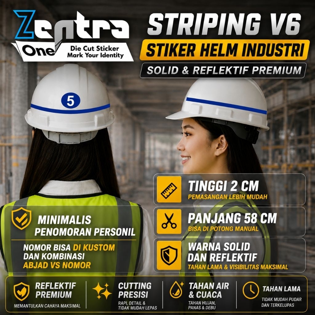 Stiker helm proyek V6. Custom minimalis