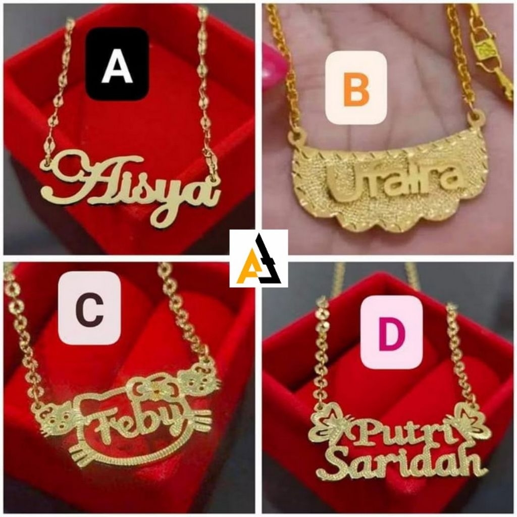 Kalung nama anak elegan kalung lapis emas