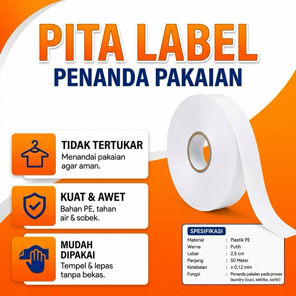 Pita Label Laundry Penanda Pakaian Laundry Kain Label Tapeta