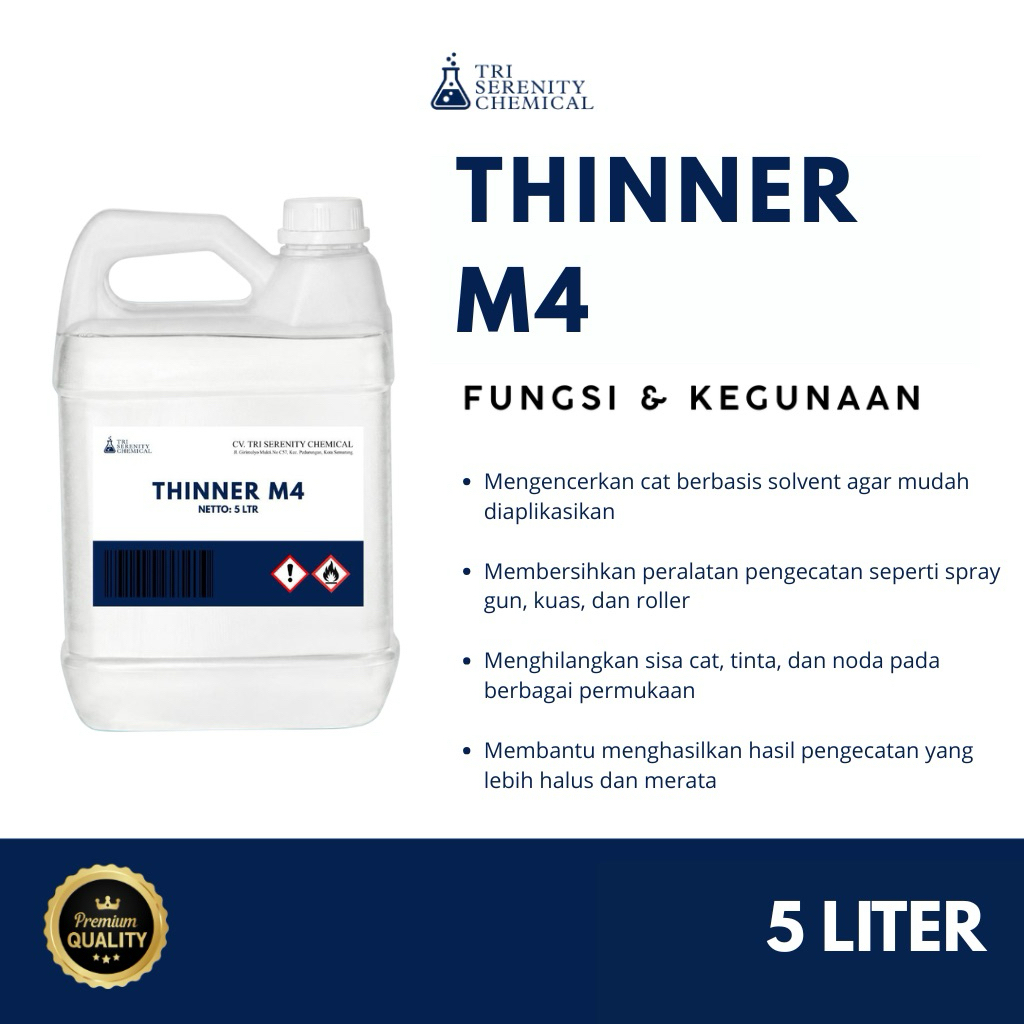 THINNER M4 5 LITER – Thinner Premium untuk Pengencer Cat Berbasis Solven Membersihkan Spray, Kuas, P