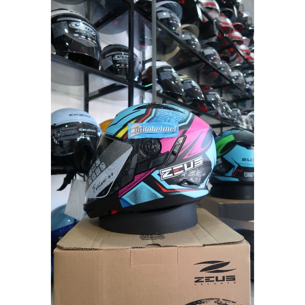 Zeus 613C Black Blue 2Visor Modular