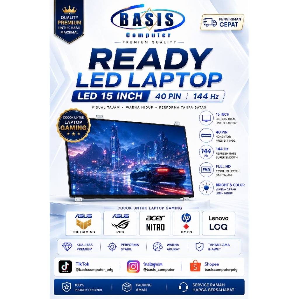 led laptop 15 inchi 144 hz 40 pin