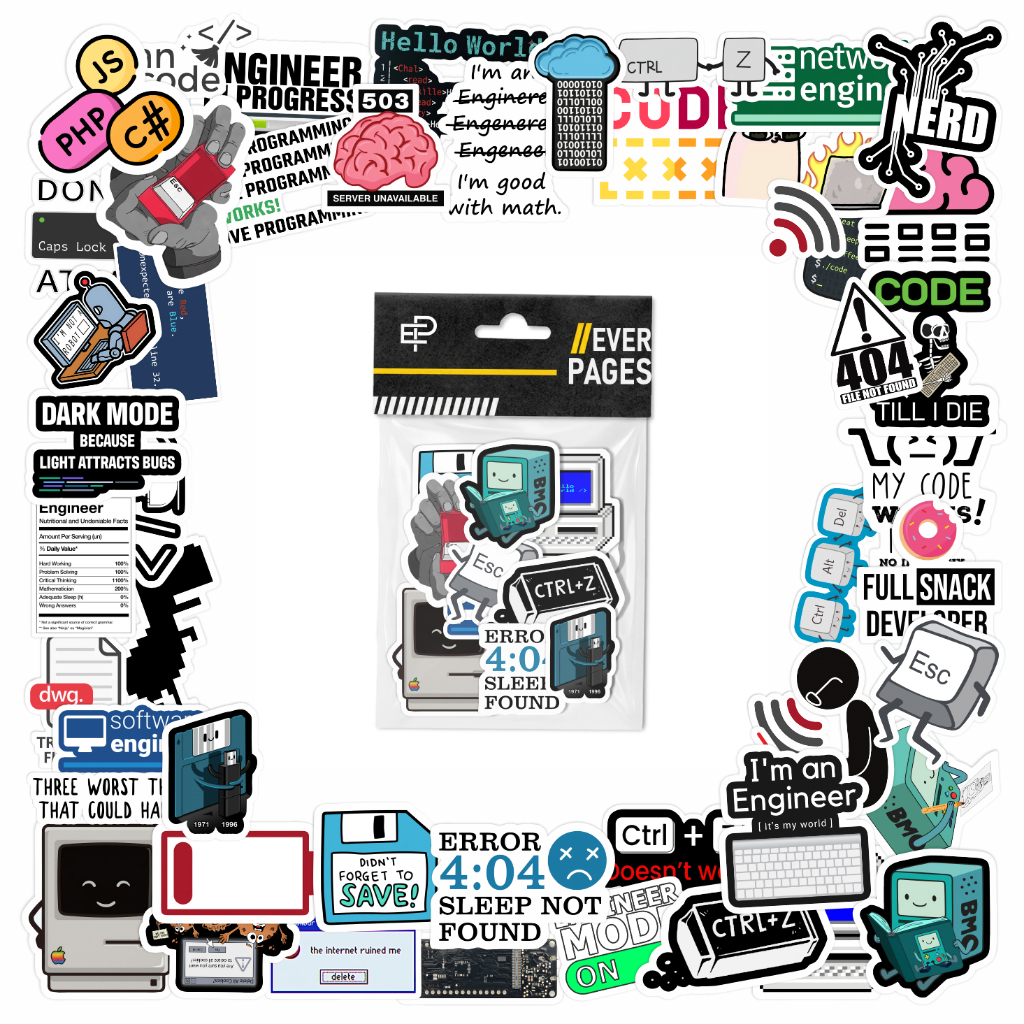 50 Sticker Programmer - Developer & Coding Vinyl Stickers