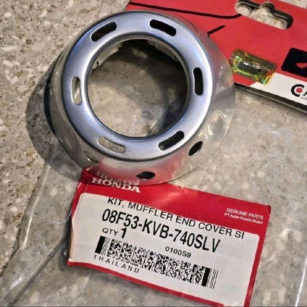 08F53KVB740SLV Garnish ujung Knalpot silver honda Vario Sampan 110 Karburator 2006 - 2012 ori AP Hon