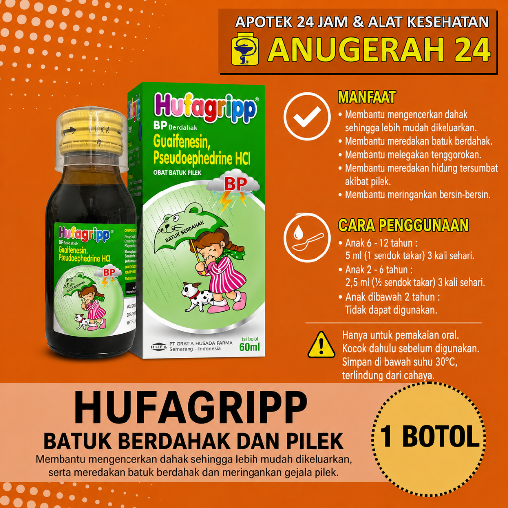 Hufagrip Batuk berdahak & Pilek Hijau 60ml