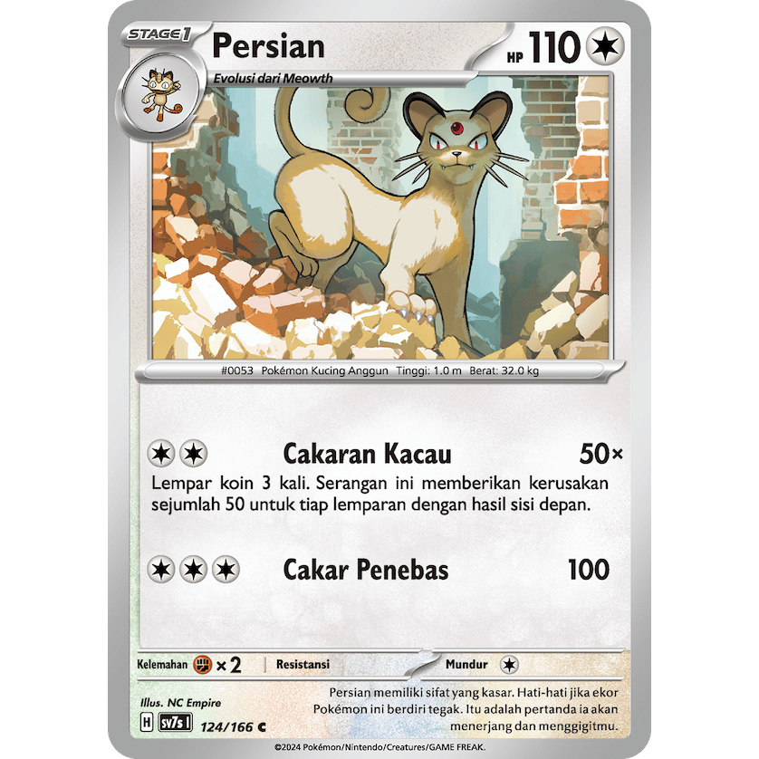 Pokemon Persian TCG Kartu Bulk Common