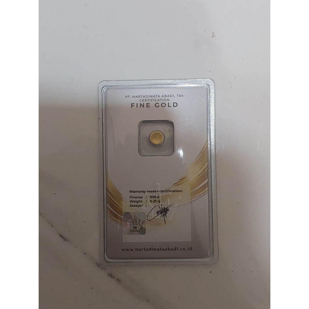 Mini Gold Fine Gold Hartadinata bulat 24K 0.25 Gram