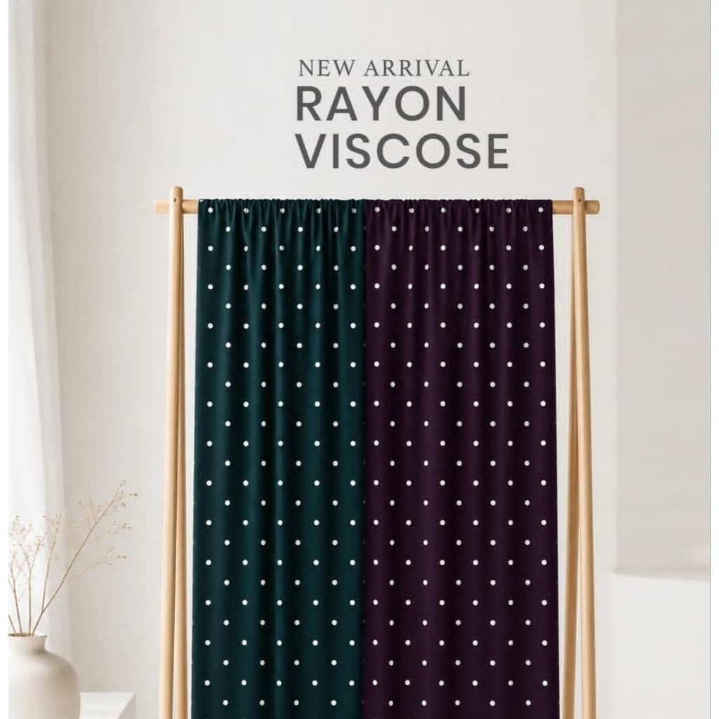 Rayon Viscose - Kain Ecer Bahan Rayon Motif Polkadot untuk Baju Tidur Piyama Gamis Setelan Celana Ho