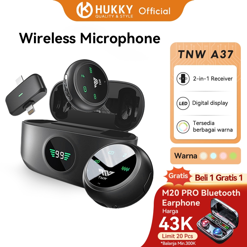 TNW A37 2-In-1 Wireless Microphone Magnetic Clip On Mic HP Plug & Play Wireless Lavalier Mikrofon Wi