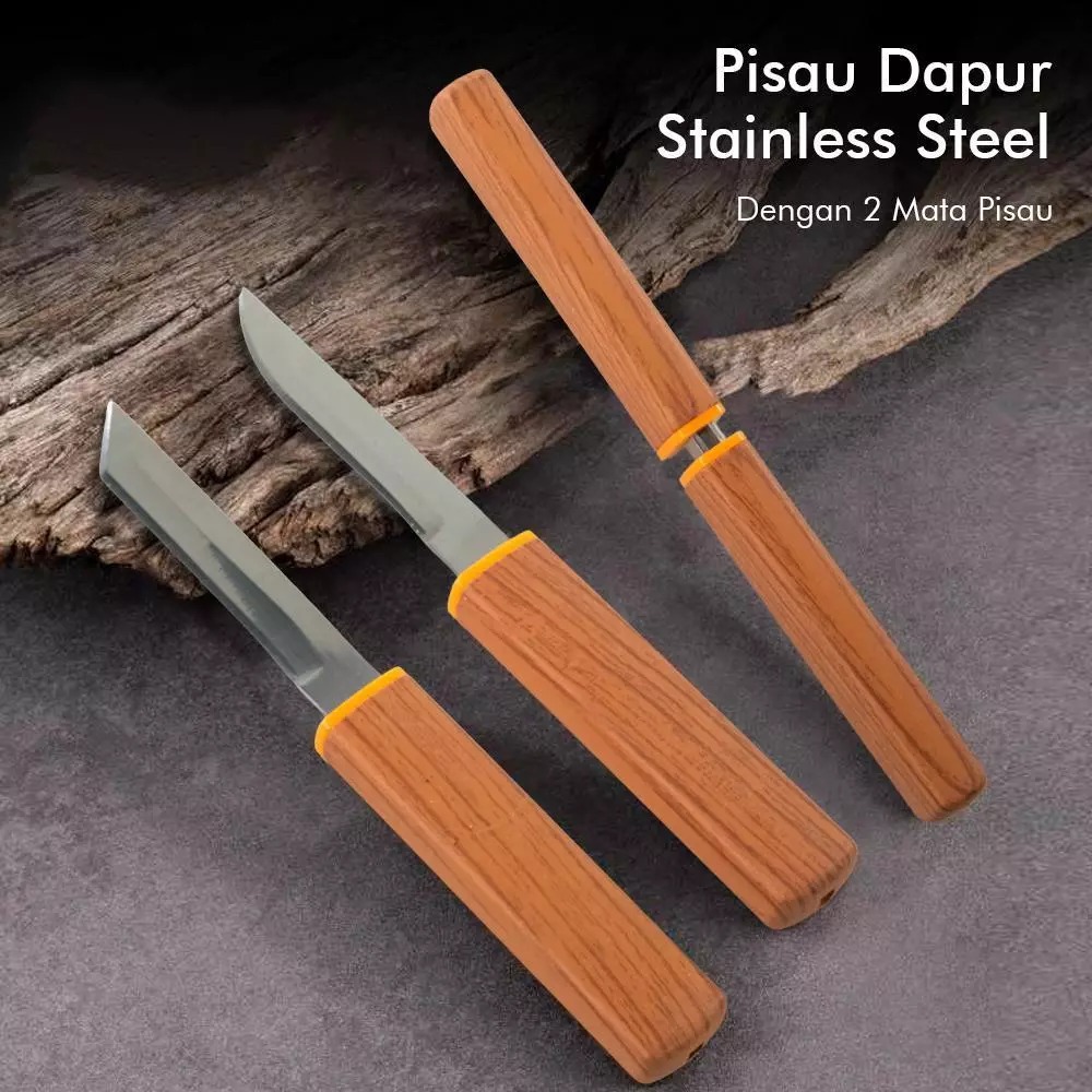 Pisau Katana 2in1 Super Tajam Chef Knife Japanese Baja Anti Karat Pemotong Daging Sayur Buah 2 in 1 