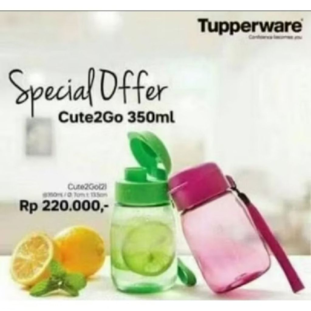 Botol kristal / Cute 2Go Tupperware Baru Original