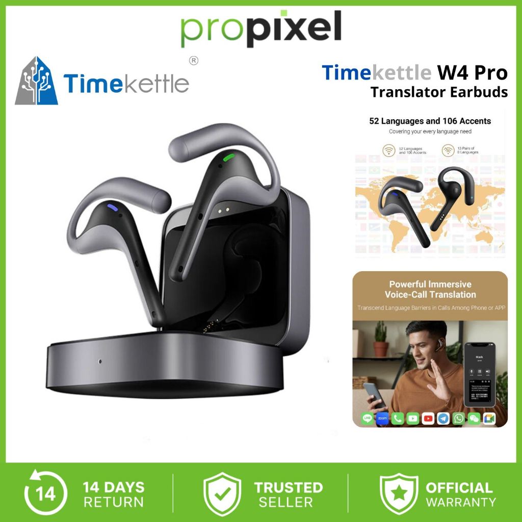 Timekettle W4 Pro AI Interpreter Translation Earbuds Bidirection Simultaneous Smart Headset Garansi 