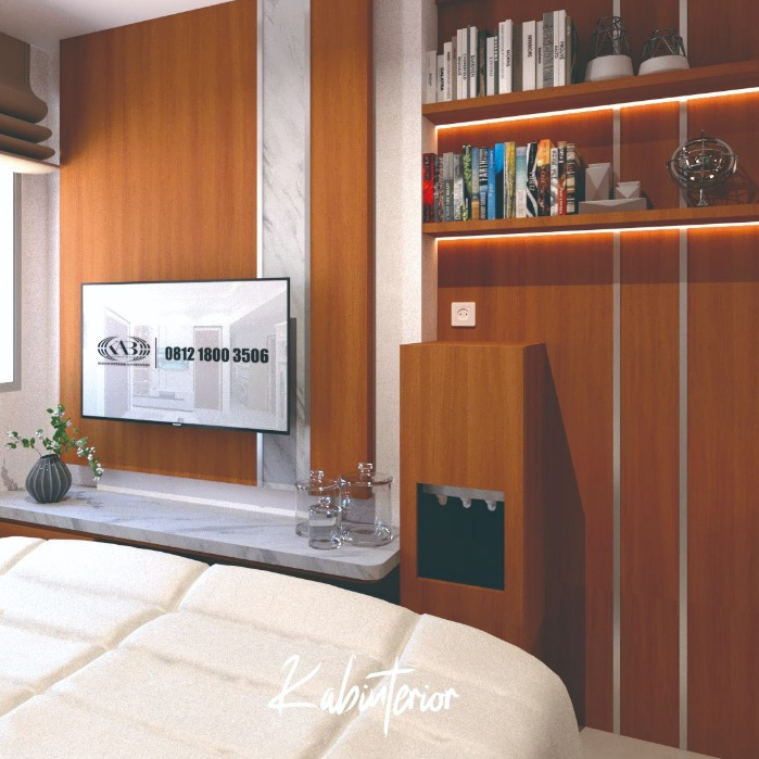 Custom Backdrop TV Kamar minimalist