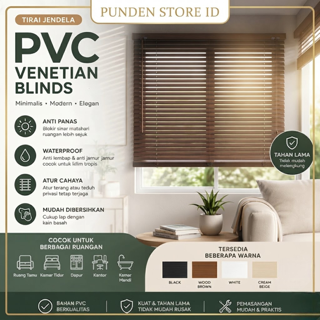 Tirai Jendela PVC Minimalis Tirai Horizontal Pengatur Cahaya untuk Rumah dan Kantor