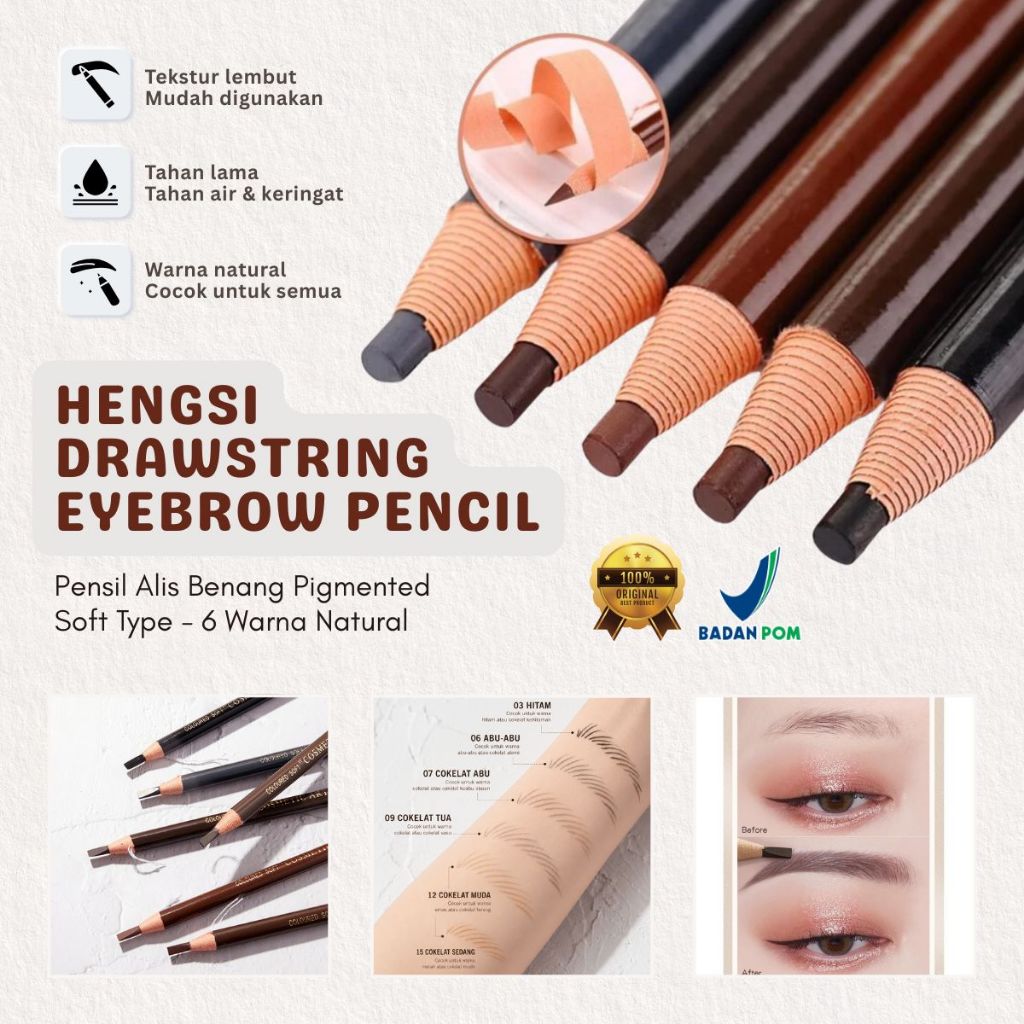 Alobeauty - [GROSIR] BPOM 100% ORIGINAL Hengsi Pensil Alis Benang Eyebrow Pencil Drawstring Tanpa Ra