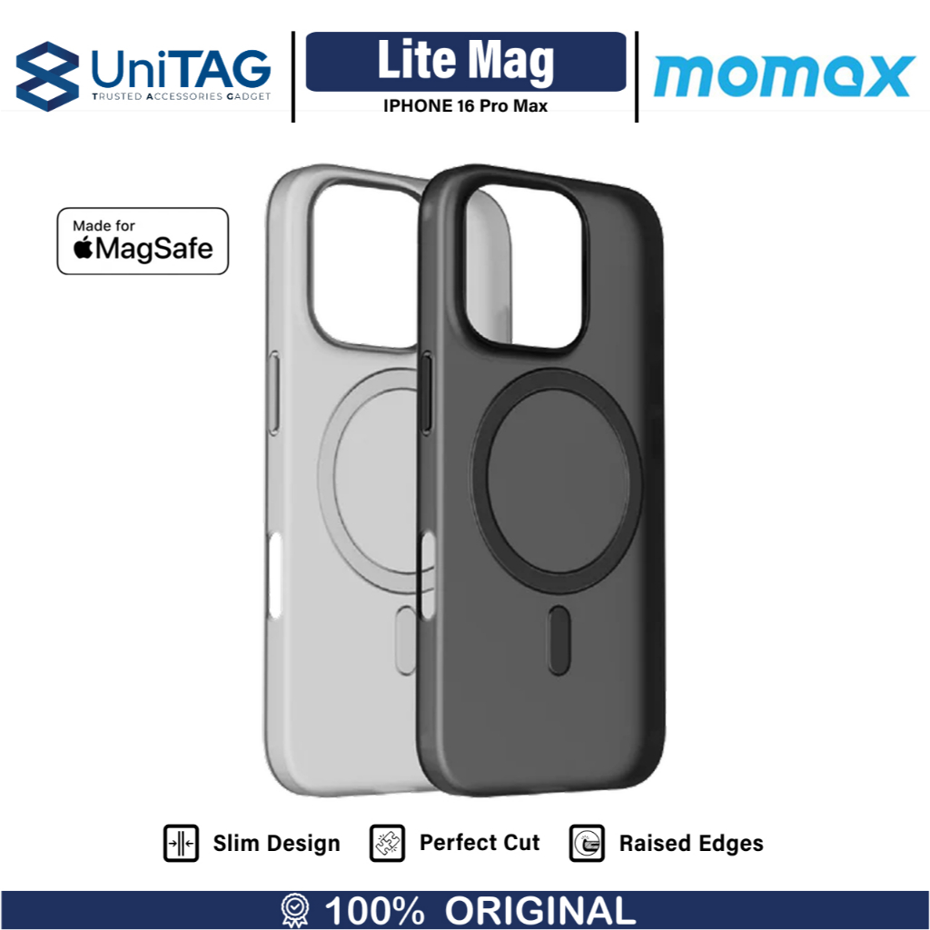 Momax Lite Mag Case for iPhone 16 Pro Max Plus 16e Lite Magnetic MagSafe Hybrid Slim Thin Clear Cove