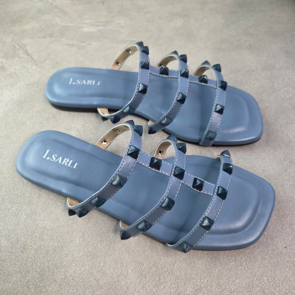 Isarli Shoes - Sandal Stud Piramida Wanita JJ.222 - Sandal Slide Flat Selop Studded Simple Elegan