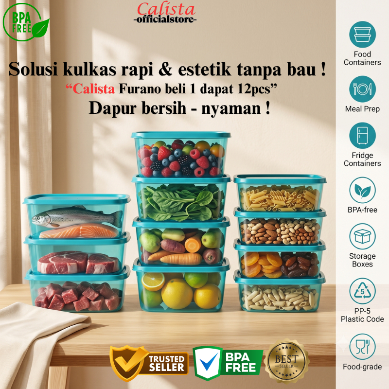 [BPA FREE] Set 12pcs Toples Plastik Calista Furano Ungu - Bebas BPA, Aman Microwave, Hemat Tempat To
