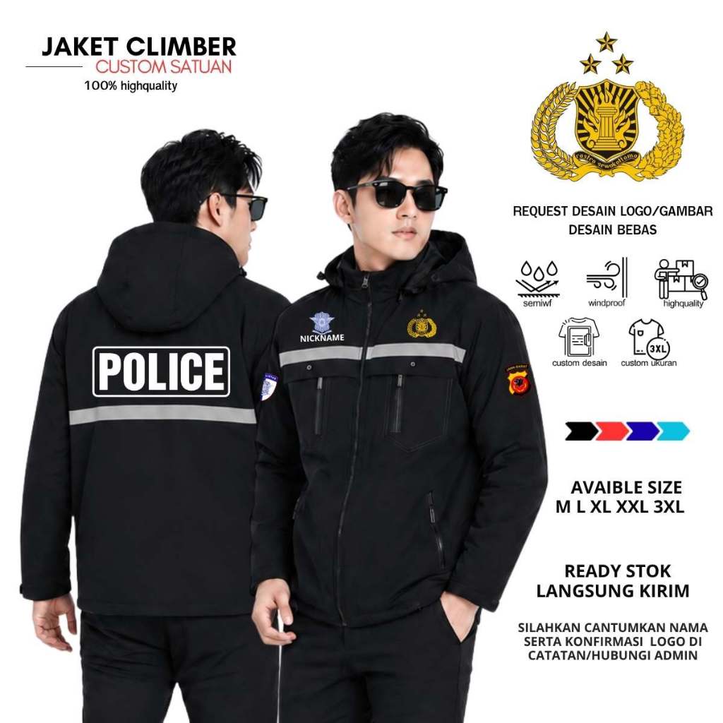 JACKET POLRI POLISI CUSTOM BAHAN PARASUT PREMIUM SCOTLIGHT