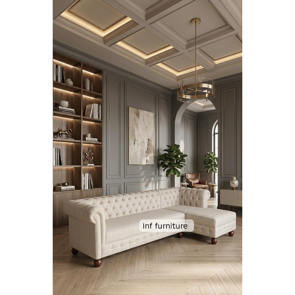 sofa L ruang keluarga sofa L chesterfield sofa mewah model L