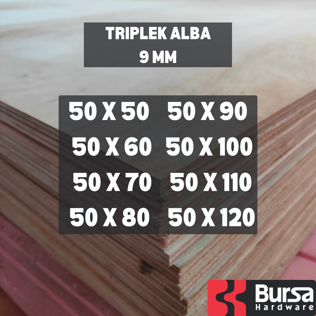 Triplek Custom Potongan Alba 9mm Sengon Plywood Multiplek Halus Lebar 50cm Bahan Kerajinan Serbaguna