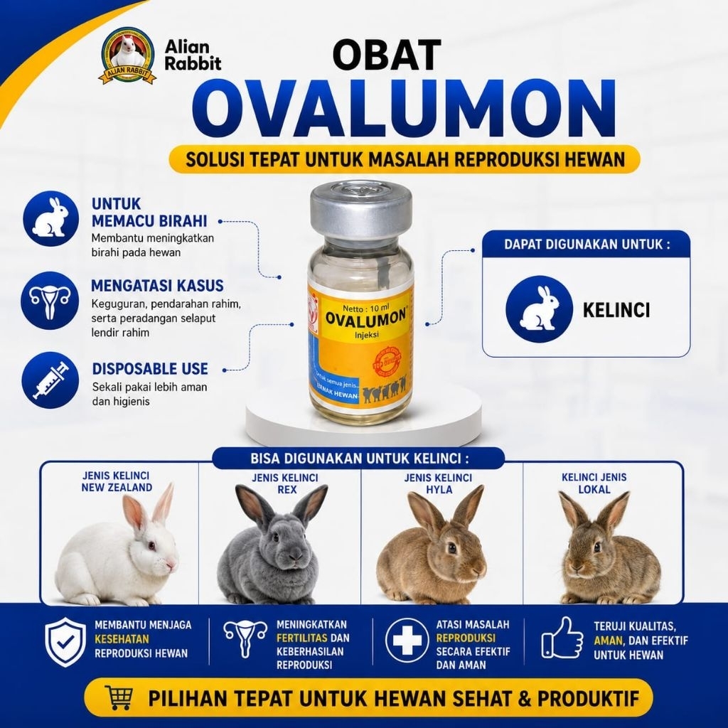 Ovalumon - Obat pemicu birahi kelinci kucing unggas sapi dsb