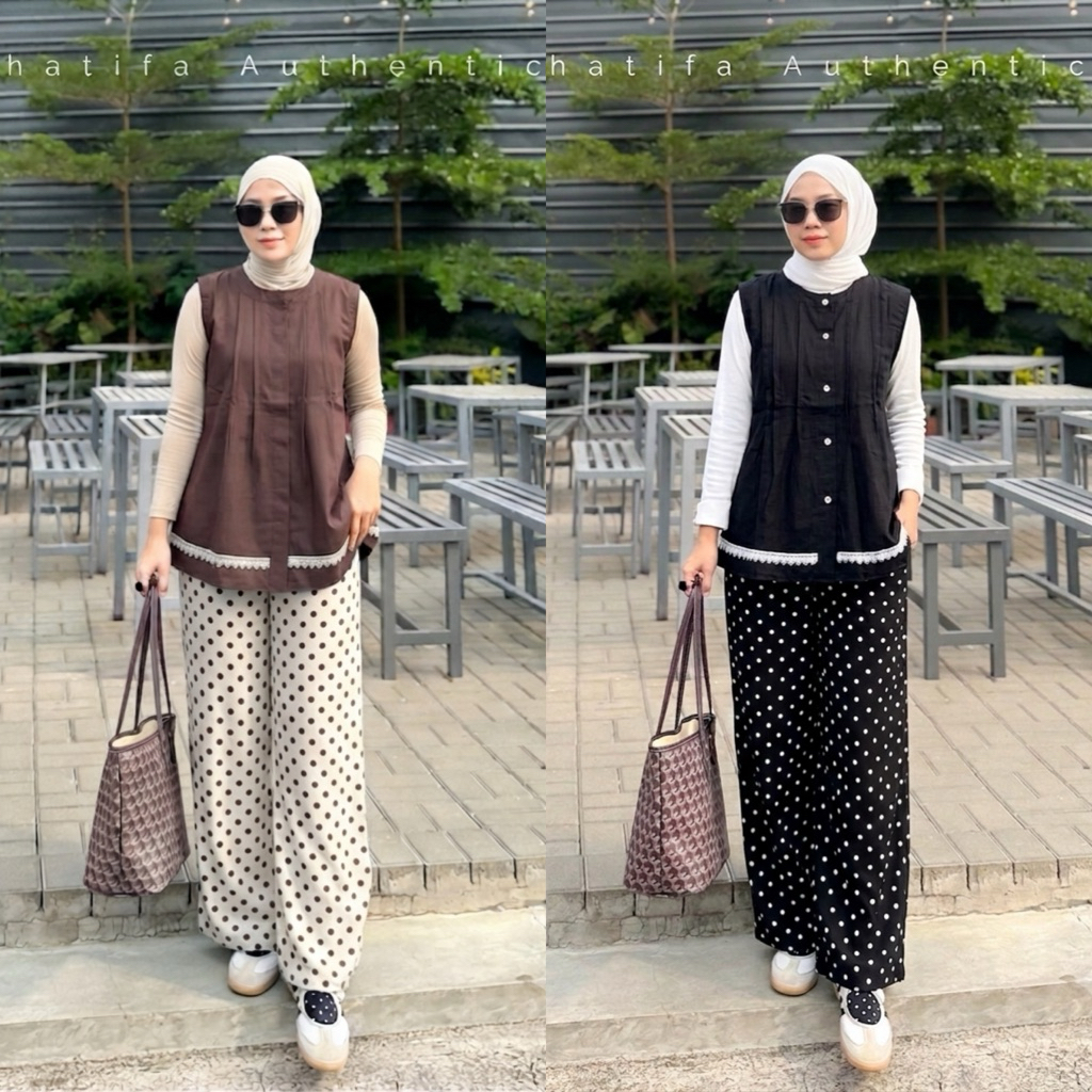 Chatifa authentic original 100% |setelan 3in 1/ setelan labeka/setelan kulot cargo