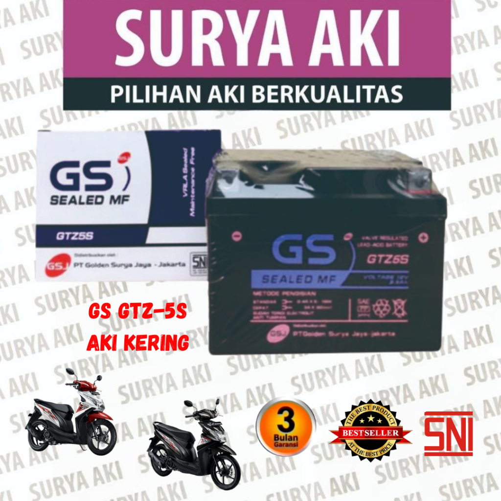 Aki Kering GTZ5S 5AH Motor Spin Skywave Skydrive Nex Arasi Beat Fi/Karbu