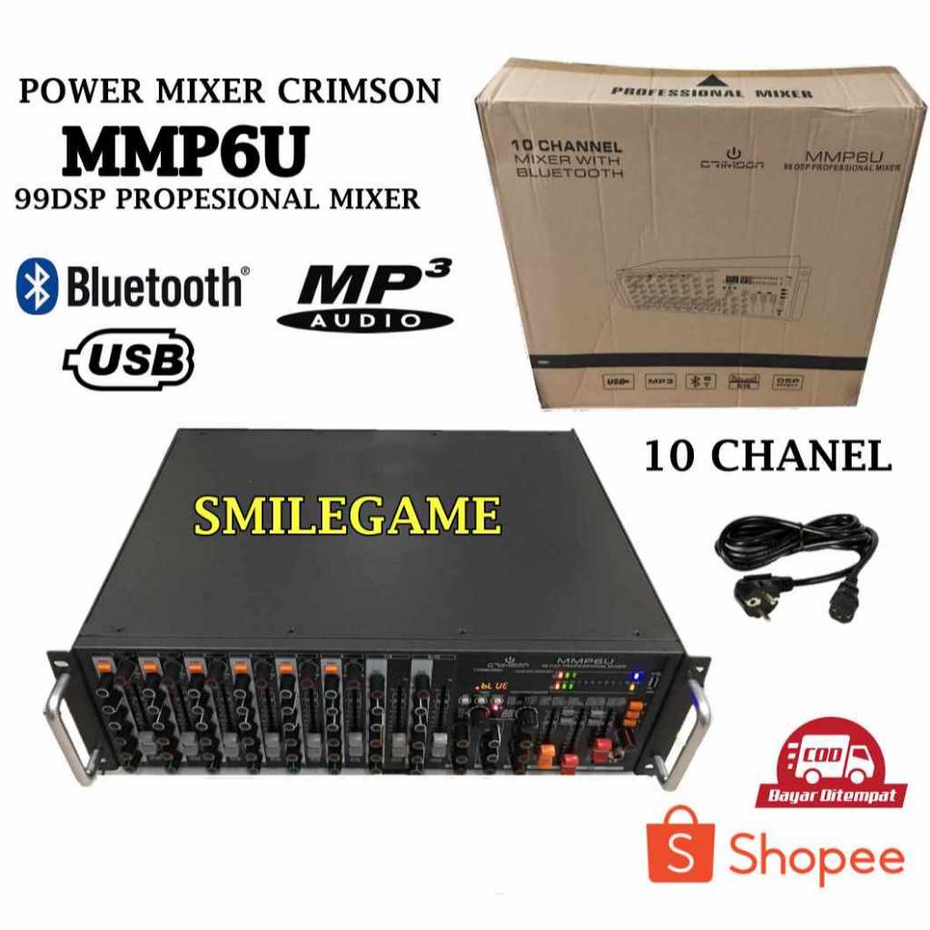 Power Mixer Crimson MMP6U 99 Dsp Digital Effects  Processor Reverb Support Bluetooth , USB