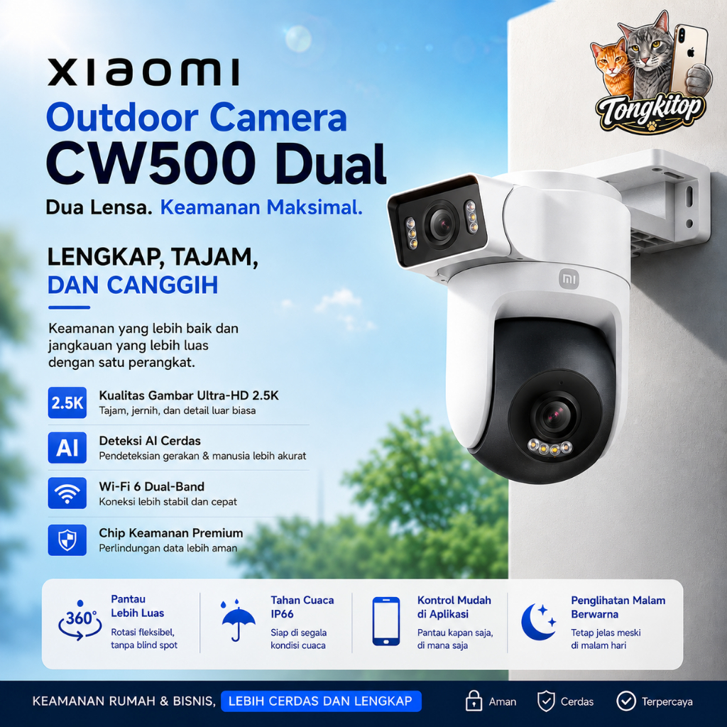 Smart Wifi Camera Dual Lens cctv outdoor Xiaomi Dual Lens CW500 promo murah