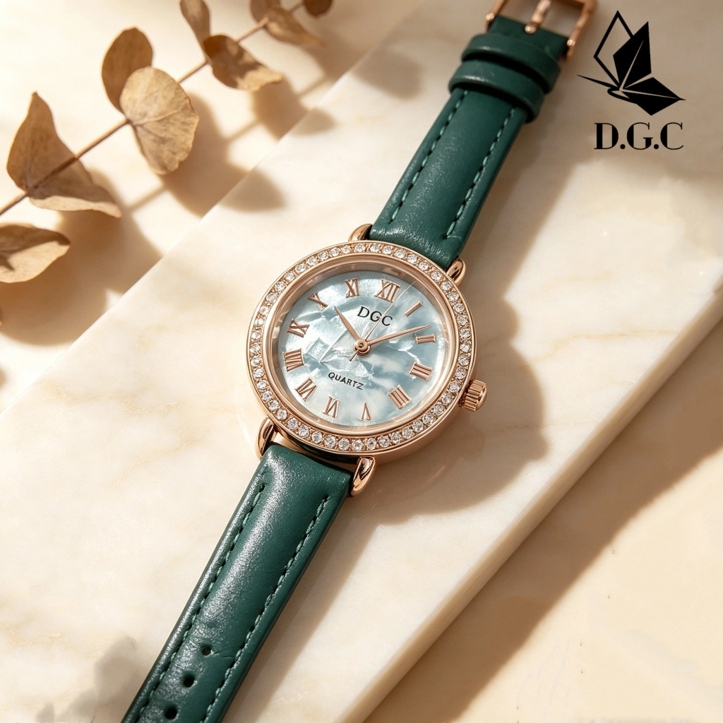 DGC 10694 Jam Tangan Wanita Tali Kulit Quartz Romans Watch dgc jam tangan wanita