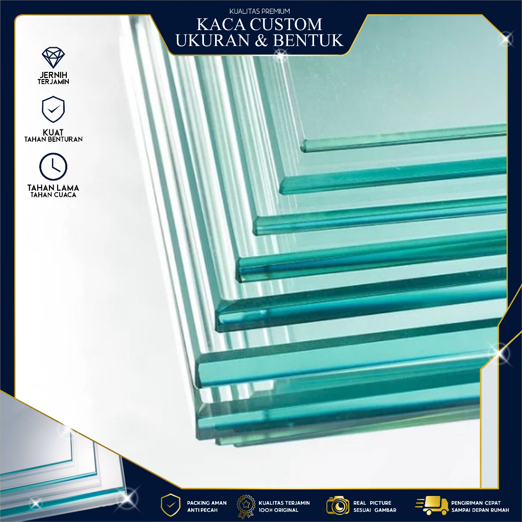 KACA POLOS 10MM Rp.37/CM² (POTONG CUSTOM SESUAI UKURAN) KACA MERK MULIA / ASAHI GLASS