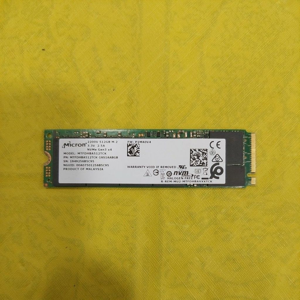 SSD NVME Micron 512GB COPOTAN LAPTOP kesehatan ssd sprti difoto