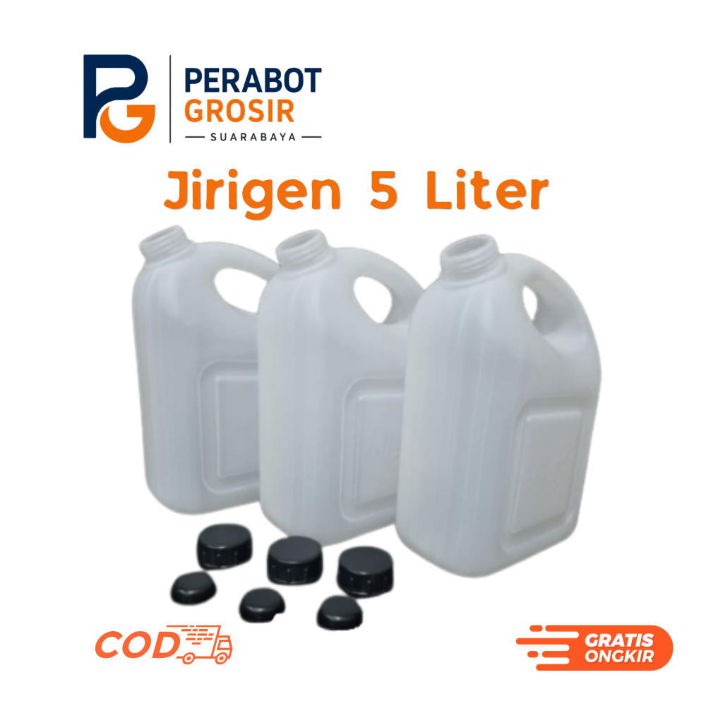 Jirigen Plastik HDPE 5 Liter Baru+Segel - [1 Bal Isi 120 Pcs]