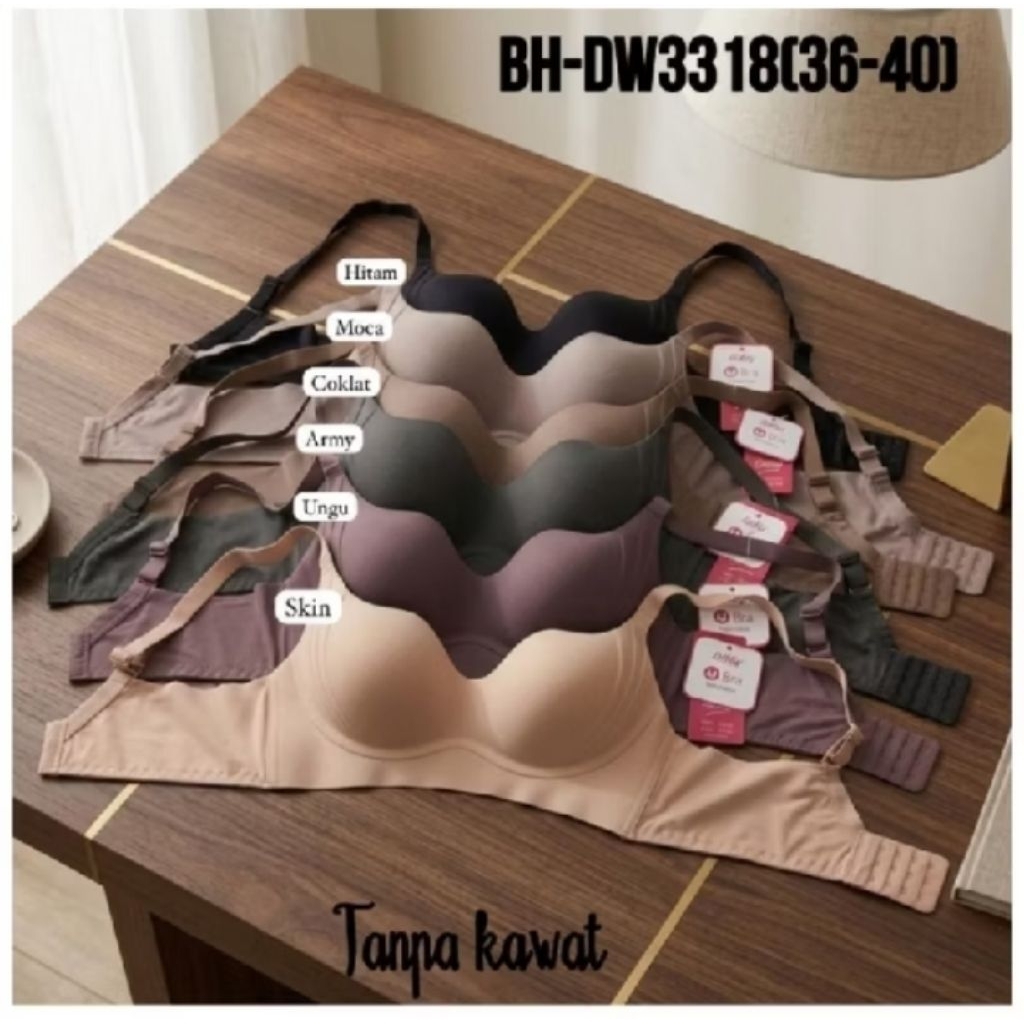 Lydyly Push Up Bra BH DW3318 Tanpa Kawat Busa Tebal Kait 3 Cup A-B 3/4 (34-40) Seamless