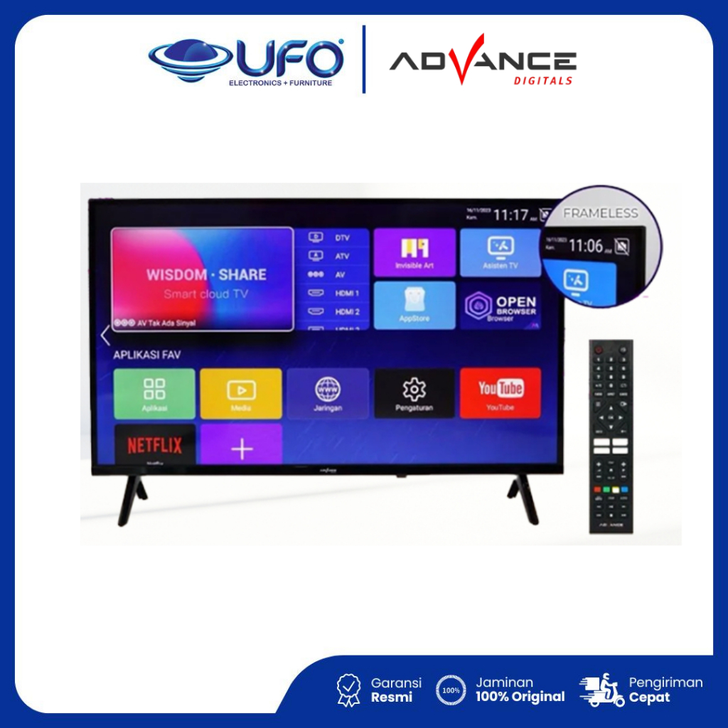 ADVANCE ADV-3203AQLED - Smart Android TV QLED 32 Inch Televisi Digital DVB-T2 Panel LG WiFi