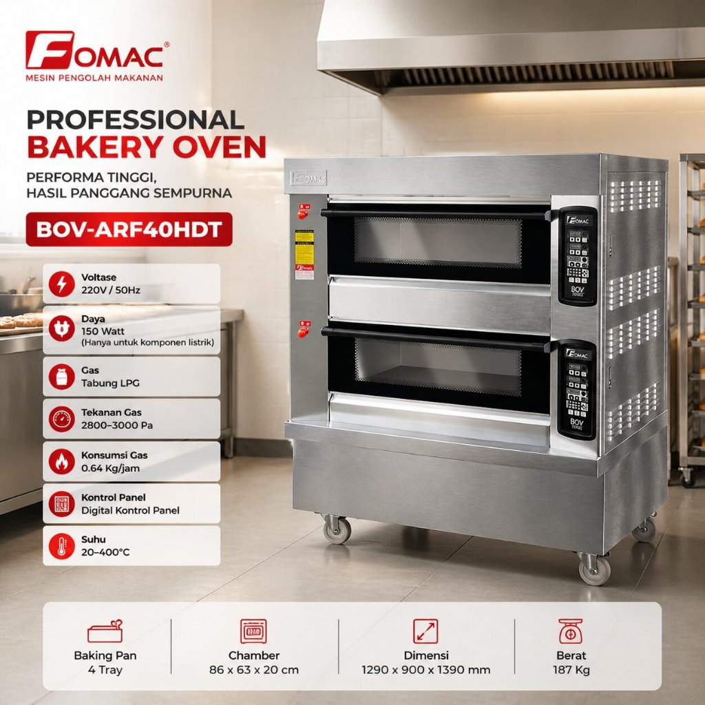 FOMAC OVEN GAS 2 DECK 4 LOYANG / DIGITAL GAS OVEN (FOMAC) BOV-ARF40HDT