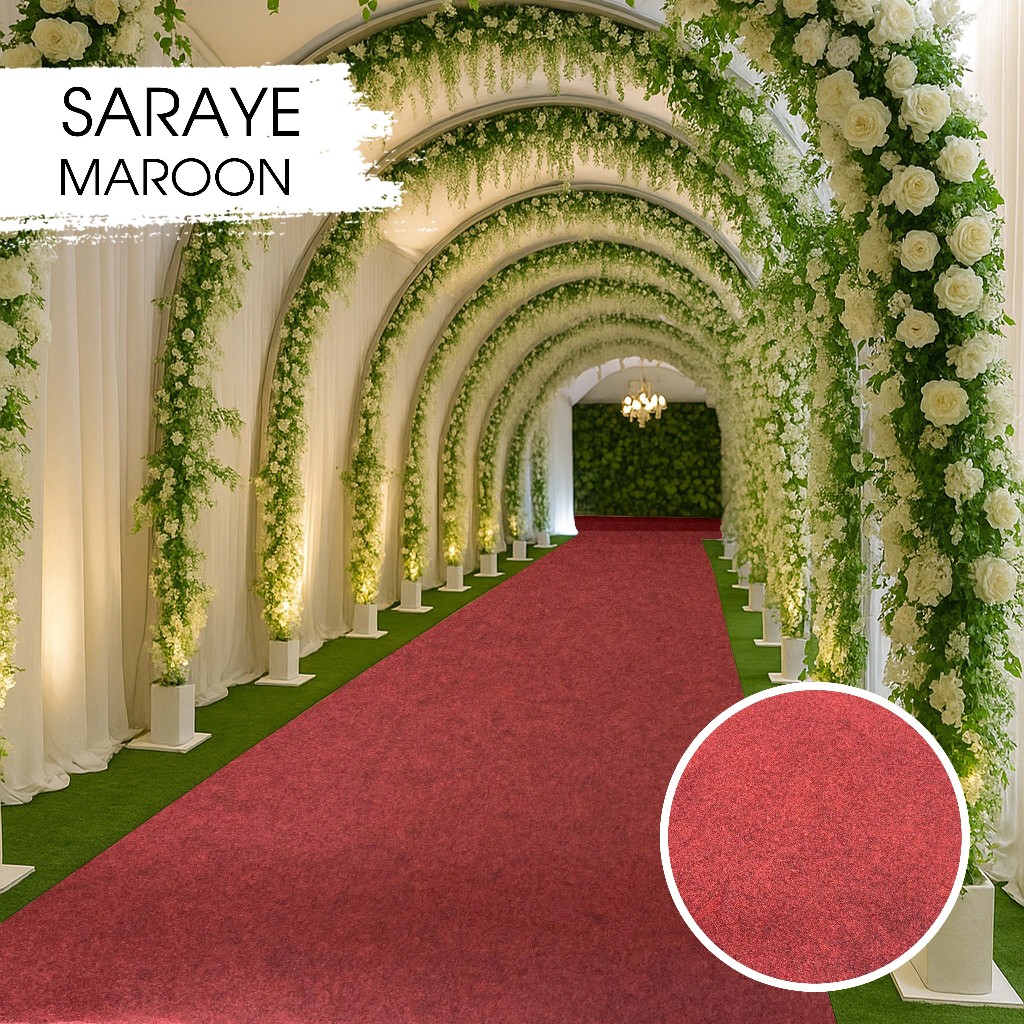 SARAYE Karpet Non Woven padat 1x3 meter (Lebar 3 Meter) - MAROON