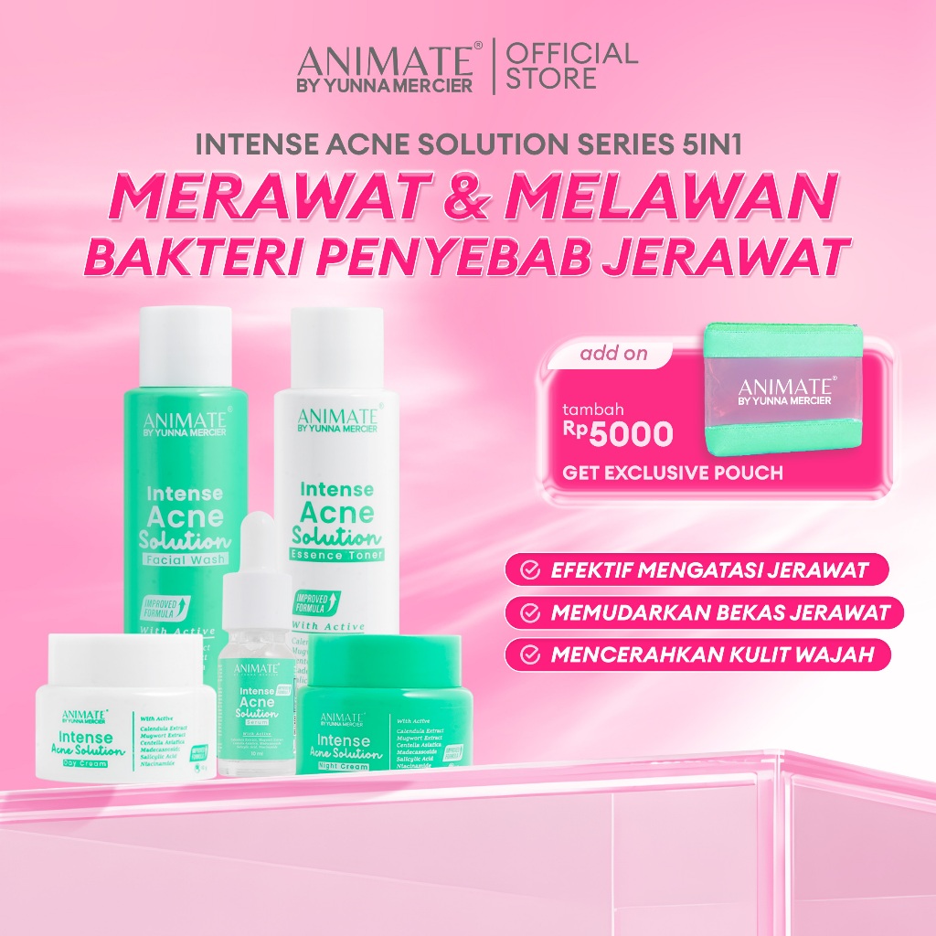 (FLASH SALE) Animate Intense Acne Solution Series 5in1 Tanpa Pouch