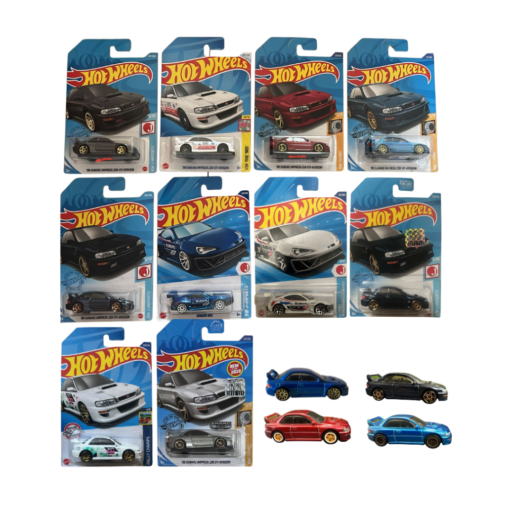 HOTWHEELS REGULAR SUBARU IMPREZA, BRZ, White, Blue, Navy, Red, Zamac FS2020, Red Edition Card Not Mi