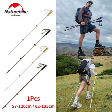 TREKKING POLE LIPAT CARBON FIBER  LIGHT 3EXT  NATUREHIKE CNK2550DS015 - TRAIL RUN  TREKKING POLE