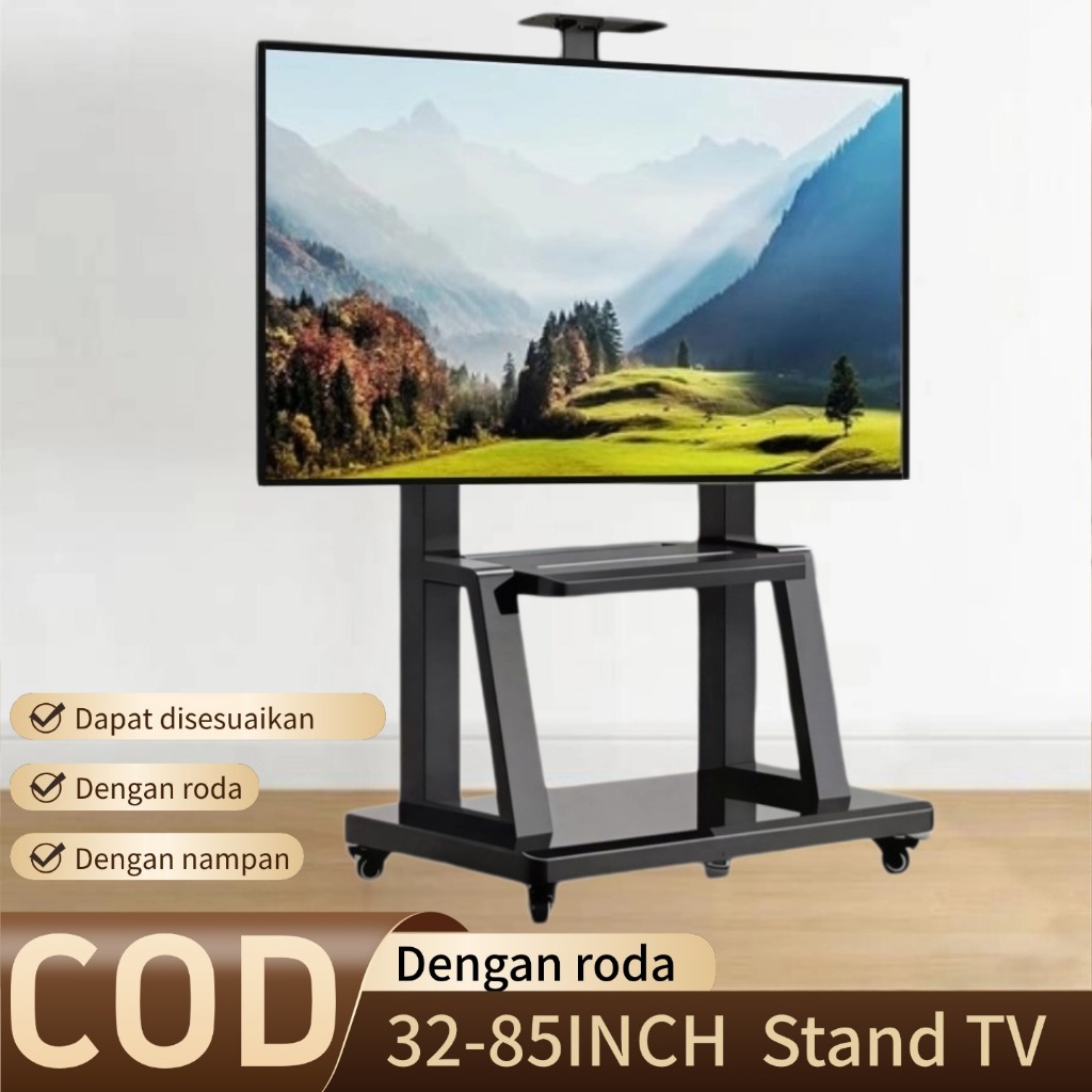 Bergerak Bracket Standing Tv 32-85 Inch Tv Standing Bracket Dengan Nampan Bracket Standing Tv Roda