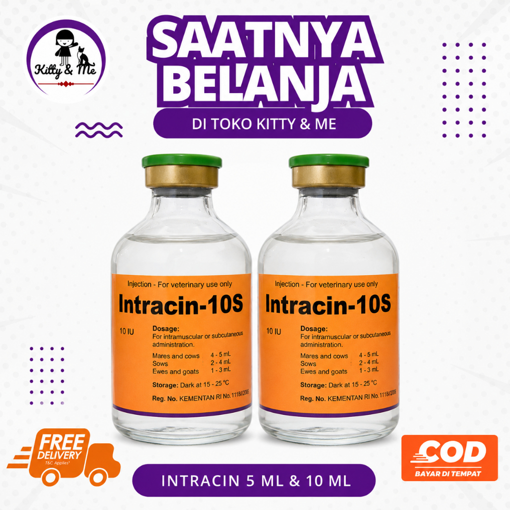 INTRACIN 5 ML DAN 10 ML - Intracin 10s Pelancar Kelahiran Hewan Kelinci Anjing Kucing Kambing