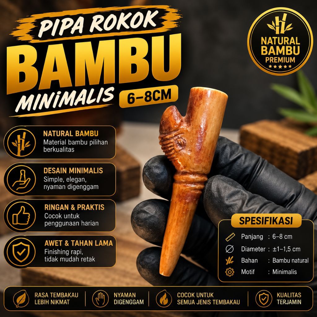 Pipa rokok SriGading 6-8cm Model Bambu Unik Cangklong Modern